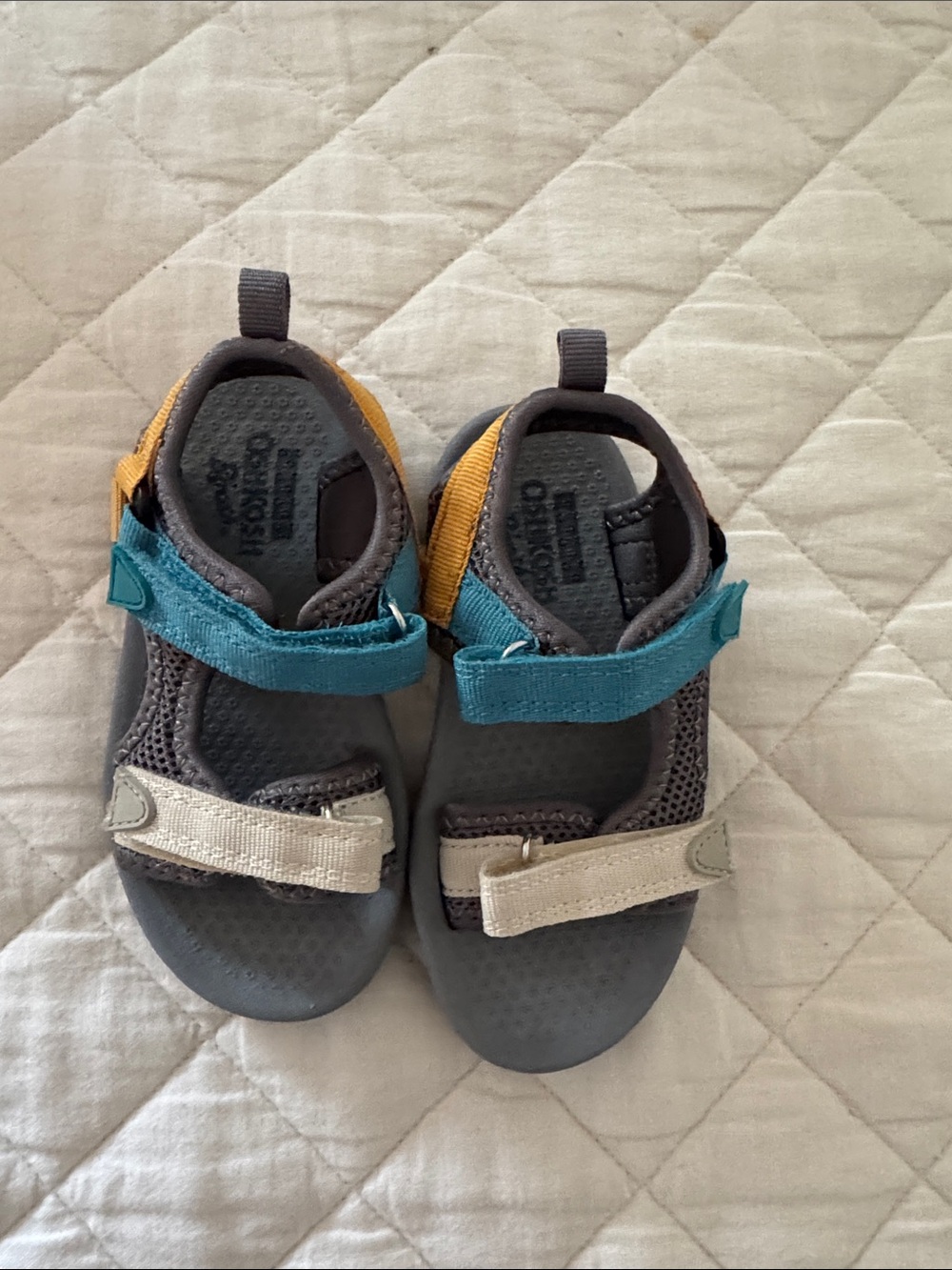 OshKosh B'gosh Grey Teal Sandals with Yellow Accent